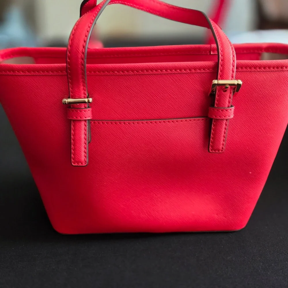 Michael Kors Jet Set Travel XS Carryall Tote Bag Red 35T9GTVT0L DK Sangria - Picture 3 of 9